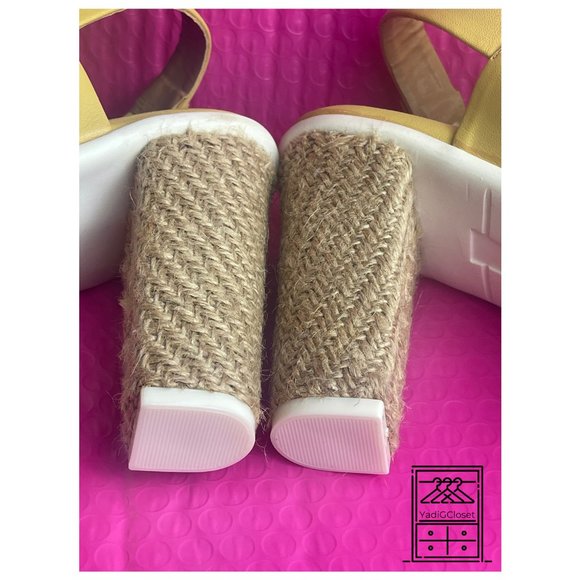 CKLASS Yellow/White Ankle Strap Platform Rope Dress Sandals SZ 9 - Picture 6 of 9